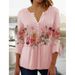 2026 Cross-Border European And American Spring/Summer Fashion New Women's Floral Print V-Neck Short Sleeve Pleated_ecoleips.com