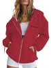 Women's Clothing Unisex Loose Fitting Hooded Zip Up Jacket Long Sleeved Autumn Winter Outerwear Print Women's Clothing_ecoleips.com