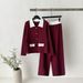 Women's Cross Border European American Style Cardigan Polo Collar Sweater Set with Loose Casual Wide Leg Pants_ecoleips.com