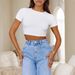 Voya Women's Spring And Summer New Simple Casual T-shirt Versatile Commuting Short Sleeved Top_ecoleips.com