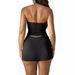 Women's Sexy Halter Neck Backless Slim Fit Solid Color Tank Top Bodycon Summer Pure Desire Style Short Skirt Set_ecoleips.com