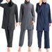 Conservative Three Piece Swimsuit European American Middle Eastern Style Full Coverage Beachwear for Sun Protection And Surfing_ecoleips.com