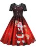 Lace Christmas Dress Women Short Sleeve 50S 60S Vintage Party Costumes Elegant High Waist Xmas Evening Costume Clothes_ecoleips.com