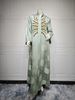 Verve AB402 Muslim Abaya Dubai Dress V-neck Jacquard Beaded New Women's Fashion_ecoleips.com