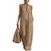 Women's Clothing Women's Sleeveless Cotton Linen Jumpsuit Simple Elegant Casual Spring Summer Fashion For Formal & Casual_ecoleips.com