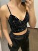 SINGREINY Women Retro Velour Strap Tops Summer V Neck Sleeveless Backless Slim Tank Top Chic Print Sexy Off Shoulder Short Camis_ecoleips.com
