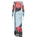 Women's Clothing New Summer Style Printed Round Neck Dress Fashionable And Sexy Mesh See Through Slit Long Skirt_ecoleips.com
