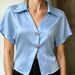 Women's Satin Short Sleeve Blouse V-Neck Casual Loose Fit Shirt for Summer Office And Daily Wear in White Black Beige Sky Blue_ecoleips.com