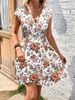 Elegant Casual Summer Dress For Women Deep V Neck Flowy Sleeves Style New_ecoleips.com