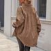 Women's Casual Elegant Shirt Jacket – Drop Shoulder Long Sleeve Single-Breasted Pocket Coat, Solid Color Lightweight Outerwear_ecoleips.com