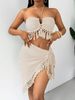 Women's Clothing Halter Neck Bikini With Skirt Sexy Tassel Swimsuit Fashion Shawl Swimsuit_ecoleips.com