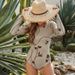 Women's Clothing Round Neck Swimsuit Long Sleeve Conservative Belly Covering Swimsuit Floral Print Back Hollow Swimsuit_ecoleips.com