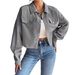 Women's Elegant Slim Fit Corduroy Cardigan Jacket Polo Collar Short Zipper Autumn Winter Ladies Fashion_ecoleips.com