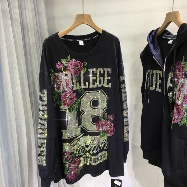 Women's Clothing Version 2-300 Catties Heavy Duty Hot Diamond Sweater For Women Light Luxury Slim Long Sleeves Stylish Age Reducing Top_ecoleips.com