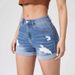 Women's Clothing High-Waisted Denim Shorts Ripped And Cuffed High Elastic Trendy Hot Pants European And American Style_ecoleips.com