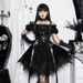 YL23500 Women's Elegant Fashion Slim Fit off Shoulder Dress Dark Style European American Summer New Clothing_ecoleips.com