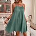 2026 European And American Loose Round Neck Backless Tie-Up Solid Color Sleeveless Short Dress_ecoleips.com