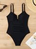 Women's Clothing Women's Solid Color Padded One Piece Swimsuit Suitable For Russia Regular Fit Vacation Style Swimwear_ecoleips.com