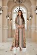 New Middle East Ethnic Style V-Neck Long Sleeve Printed Dress, Loose Fit Maxi Dress For Women, Fashionable And Comfortable_ecoleips.com