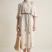 Unique Design Linen Embroidered Puff Sleeve Tie Artistic Retro Shirt-style Long Dress, Loose And Slimming_ecoleips.com
