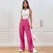 Voya 2026 European And American Women's Corduroy Straight-leg Pants With Slit At The Hem, Fashionable Trendy Women's Casual Pants_ecoleips.com