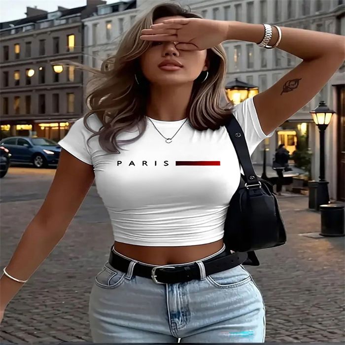 Summer Women's Casual Short Sleeve T-Shirt Crew Neck Printed Top Fashion European American Style Hot Selling 2025_ecoleips.com