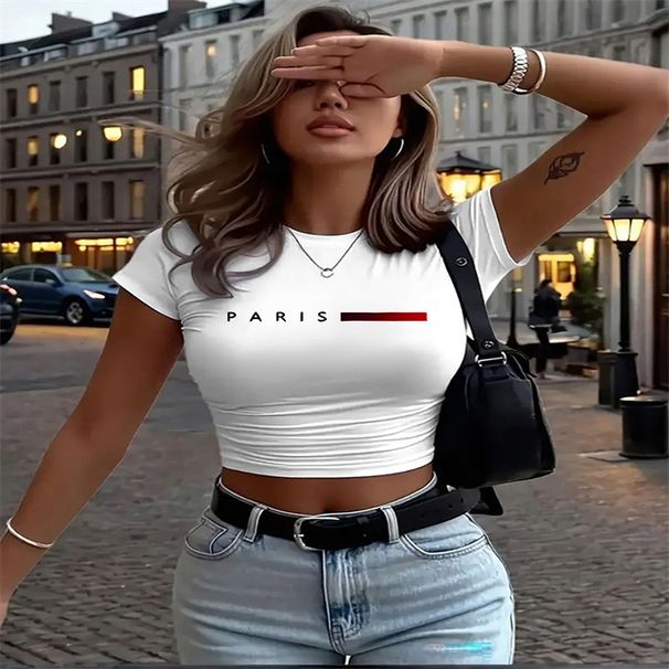 Summer Women's Casual Short Sleeve T-Shirt Crew Neck Printed Top Fashion European American Style Hot Selling 2025_ecoleips.com