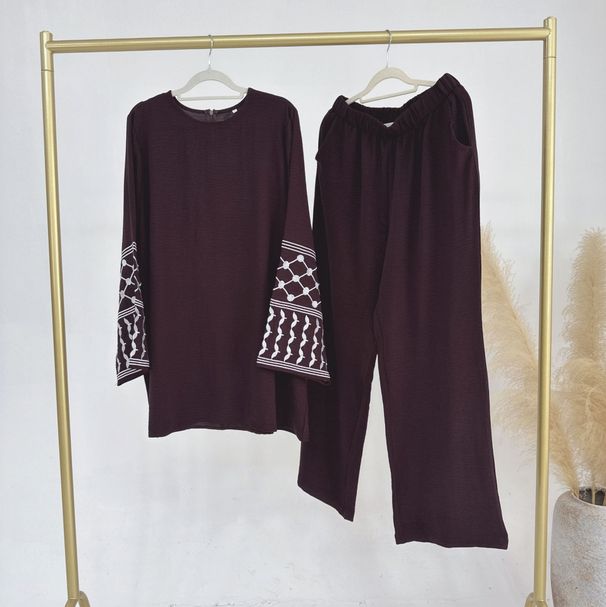 Women's Clothing Plus Wide Leg Pants Trousers Two Piece Set_ecoleips.com