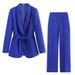 Cross-Border European American Spring And Autumn Women's New Style Dress With Belt Small Suit Jacket + Casual Pants Set_ecoleips.com