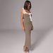 Elegant Long Maxi Dress, Sleeveless Spaghetti Straps, Adjustable Tie‑Up Detail, Skinny Bodycon Silhouette, Slimming Stylish Casual Party Wear_ecoleips.com