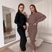 Autumn-Winter Style Knitted Suit Women's Core-Spun Yarn Soft Slit Sweater With Lace-Up Skirt Elegant Style_ecoleips.com