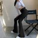 Women's Clothing Women's Slim Fit High Waist Slightly Flared Pants Solid Color Fashion Leggings Casual High Elasticity Bottoms_ecoleips.com
