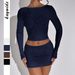 Diyun European American Y2K Sexy Long Sleeve T-Shirt And Skirt Two-Piece Set Women's Clothing 2025 Autumn Winter_ecoleips.com
