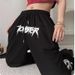 Women's Trendy Drawstring Wide Leg Sports Pants Loose Fit Hip Hop High Street Jazz Dance Spring/Summer Fashion Polyester_ecoleips.com