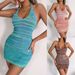 Instagram-style Real Shot Of Spring-summer Casual Colorful Striped Knitted Backless Vacation Dress, Bodycon Skirt,_ecoleips.com