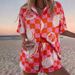 Women's Summer Vacation Style Printed Shirt & Shorts Set - Floral Geometric Pattern Short Sleeve Outfit_ecoleips.com