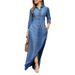 Women's Clothing Women's Long Sleeve Lapel Cardigan European American Style Solid Color Denim Dress Elegant Fashion Neutral Design_ecoleips.com