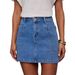Stretchy Denim A-Line Mini Skirt For Women - Comfortable Washed Blue Jeans Skirt, Casual Slimming Fit_ecoleips.com
