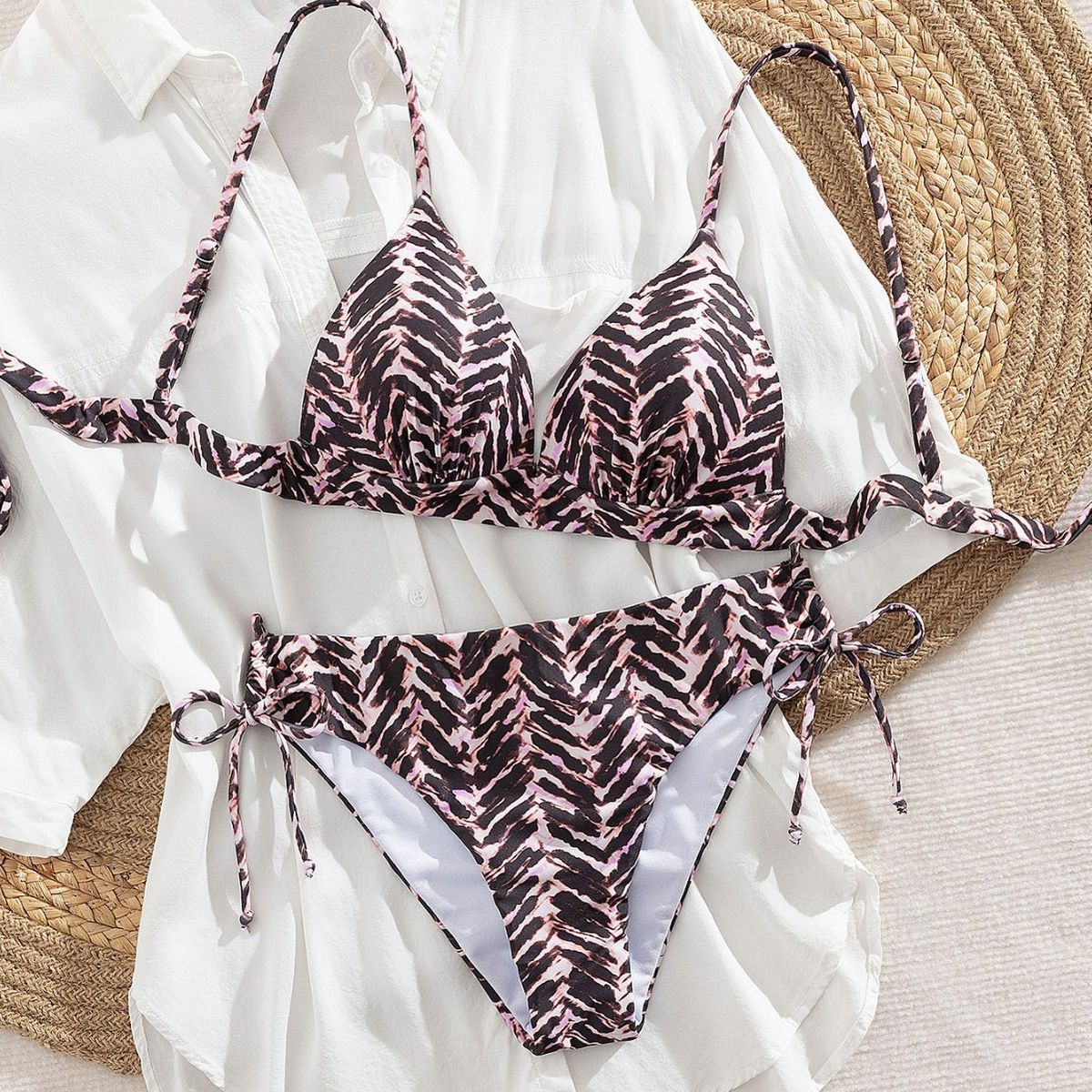Verve Push-Up Summer Beach Zebra Print Sexy Bikini_ecoleips.com
