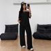 European And American Cross-Border Asymmetrical Neck Wide-Leg Set 2026 Autumn Winter Women's Casual Solid Color Sports_ecoleips.com