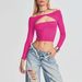 Voya Women's Clothing, American Street Fashion T-shirt, Spring And Summer One Neck Hollowed Out Backless Top_ecoleips.com