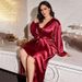 European And American Style Plus Size Imitation Silk Women's Sexy Loose Camisole Dress Set Spring Summer Casual Homewear_ecoleips.com