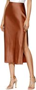 Elegant High-Waist Satin Slit Pencil Skirt - Stretchy Midi Skirt For Women Office To Evening Wear Plus Size Available_ecoleips.com
