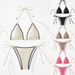 European American Style Bikini Halter Neck Straps Sexy Swimwear for Beach Vacation Polyester Regular Thickness Cross Border in Stock_ecoleips.com