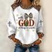 Women's Long Sleeve Waffle Print T-Shirt 3D Digital Print Casual Loose Fit round Neck Top for Streetwear And Travel_ecoleips.com