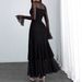 Women's Sexy Elegant Semi High Neck Slim Fit Long Skirt Dress With Slit For Banquet Spring Autumn New_ecoleips.com