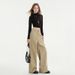 American Patchwork Design Jeans For Women's Spring New Style Khaki Loose Wide Straight Leg Pants_ecoleips.com