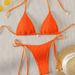 "Luxury Solid Color Bikini Set - High-End Deep V-Neck Two-Piece Swimwear With Adjustable Straps, Sexy & Elegant Design"_ecoleips.com