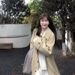 Minimalist Korean-style Lapel Trench For Girls, New Autumn And Winter Khaki-colored Oversized Mid-length Elegant Coat_ecoleips.com