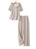 Women's Clothing Fashion Hooded Sweatshirt Straight Pants Two Piece Suit Women Spring And Summer New Short Sleeved Top Pants Suit_ecoleips.com